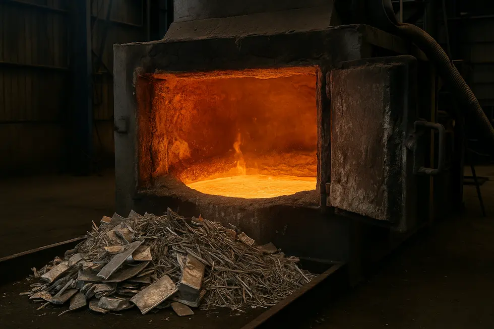 Workers and automation at a materials recovery facility sorting aluminium scrap efficiently.