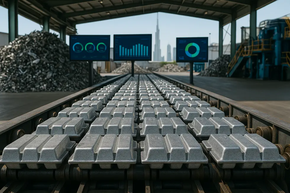 ADC 12 ingots being produced in a cutting-edge recycling facility.