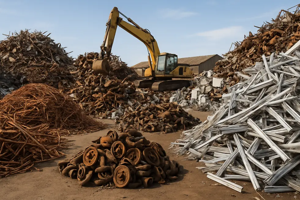 Cutting-edge technologies in a metal recycling facility for processing mixed scraps.