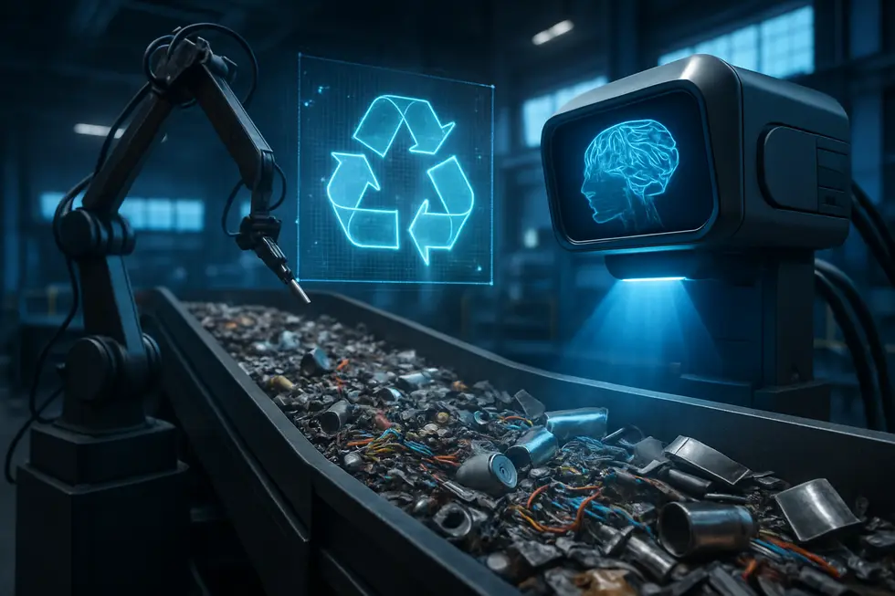 Cutting-edge technologies in a metal recycling facility for processing mixed scraps.