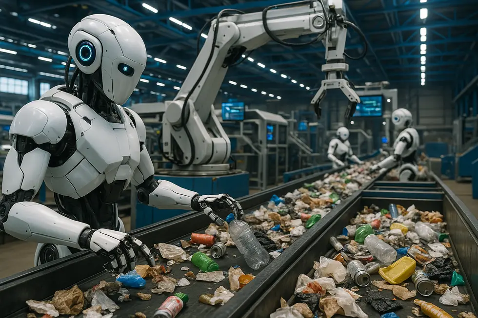 Advanced technologies in waste management services, featuring robotic sorting.